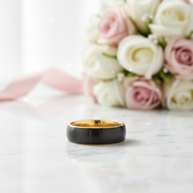 Black Brushed 8mm Tungsten Men's Wedding Band-Black Diamonds New York