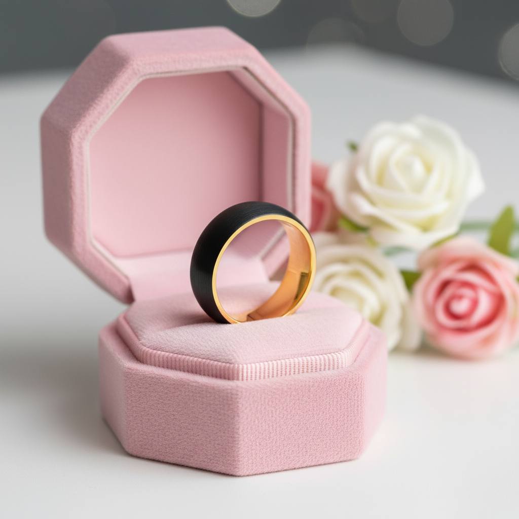 Black Brushed 8mm Tungsten Men's Wedding Band-Black Diamonds New York