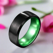 Black Brushed 8mm Tungsten Men's Wedding Band-Black Diamonds New York