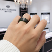 Black Brushed 8mm Tungsten Men's Wedding Band-Black Diamonds New York