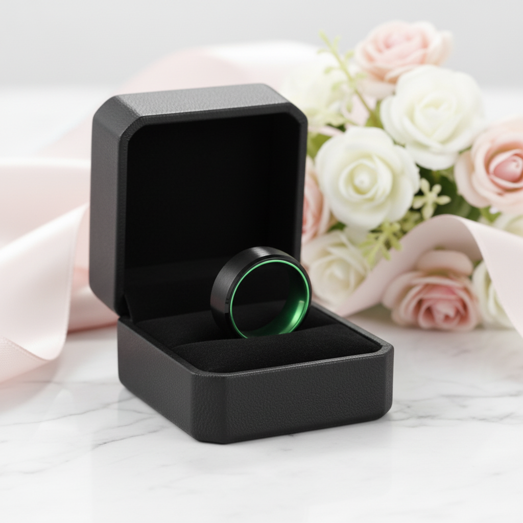Black Brushed 8mm Tungsten Men's Wedding Band-Black Diamonds New York