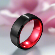 Black Brushed 8mm Tungsten Men's Wedding Band-Black Diamonds New York