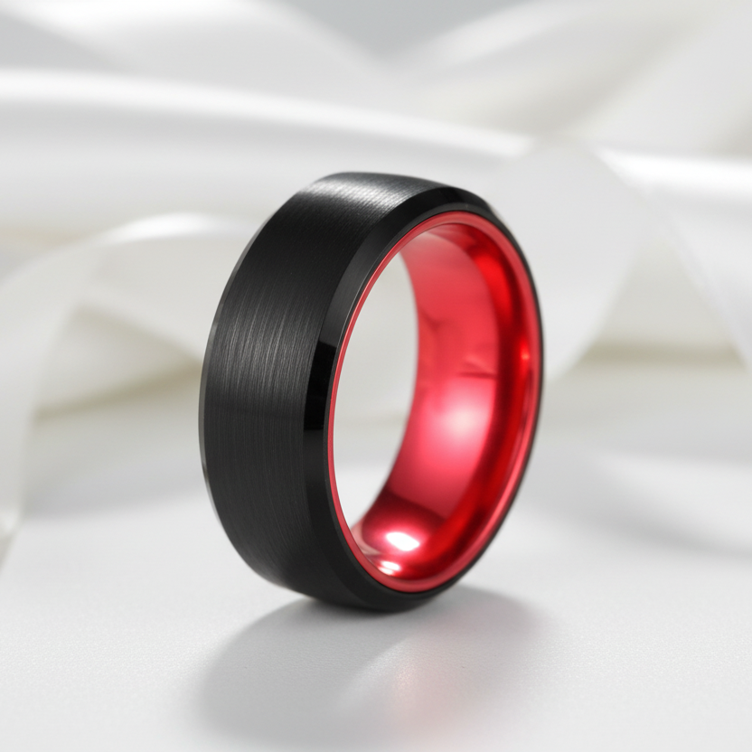 Black Brushed 8mm Tungsten Men's Wedding Band-Black Diamonds New York