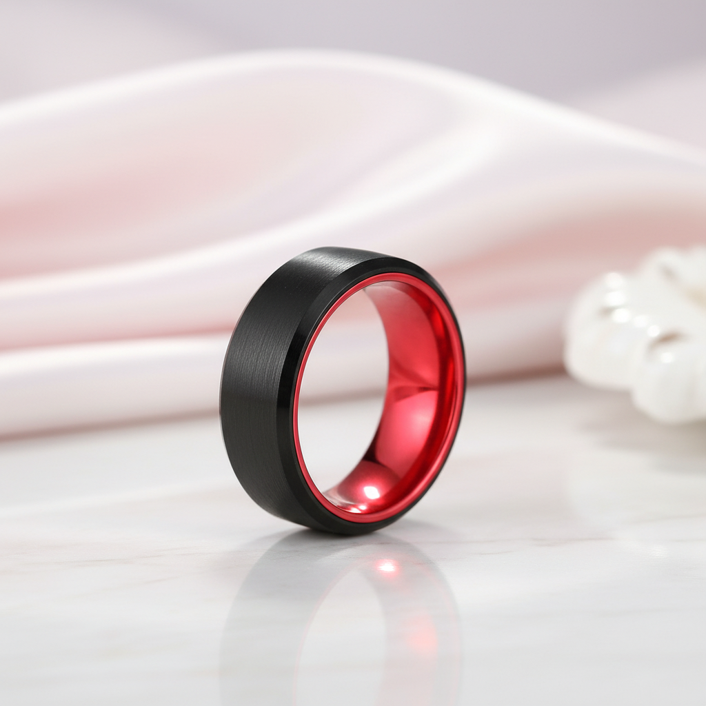 Black Brushed 8mm Tungsten Men's Wedding Band-Black Diamonds New York