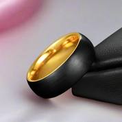 Black Brushed 8mm Tungsten Men's Wedding Band-Black Diamonds New York