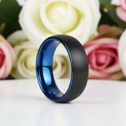 Black Brushed Tungsten Carbide Men's Wedding Band-Black Diamonds New York