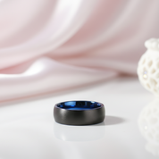 Black Brushed Tungsten Carbide Men's Wedding Band-Black Diamonds New York