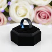 Black Brushed Tungsten Carbide Men's Wedding Band-Black Diamonds New York