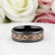 Black Ceramic Rose Gold Dragon Wedding Band-Black Diamonds New York