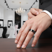 Black Cool Men's Titanium Wedding Band-Black Diamonds New York