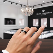 Black Cool Men's Titanium Wedding Band-Black Diamonds New York