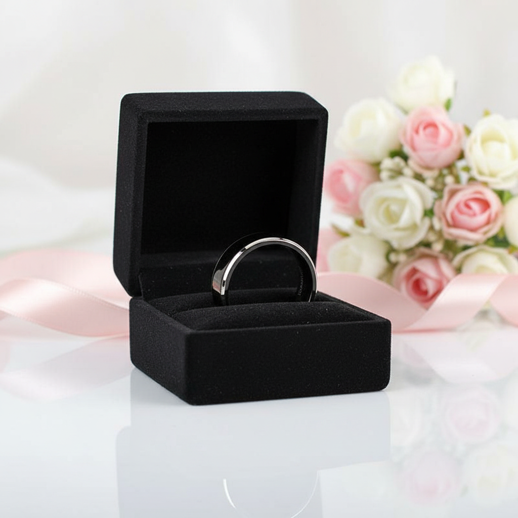 Black Cool Men's Titanium Wedding Band-Black Diamonds New York