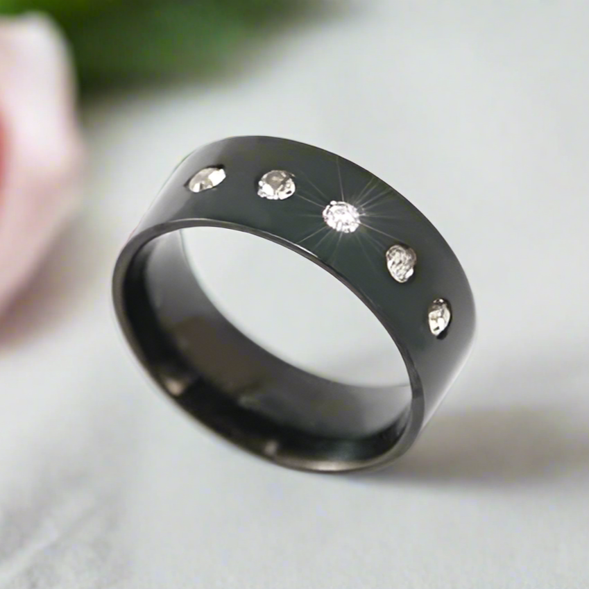 Round Diamond Black Men's Wedding Band-Black Diamonds New York