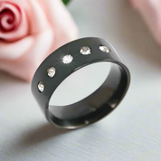 Round Diamond Black Men's Wedding Band-Black Diamonds New York