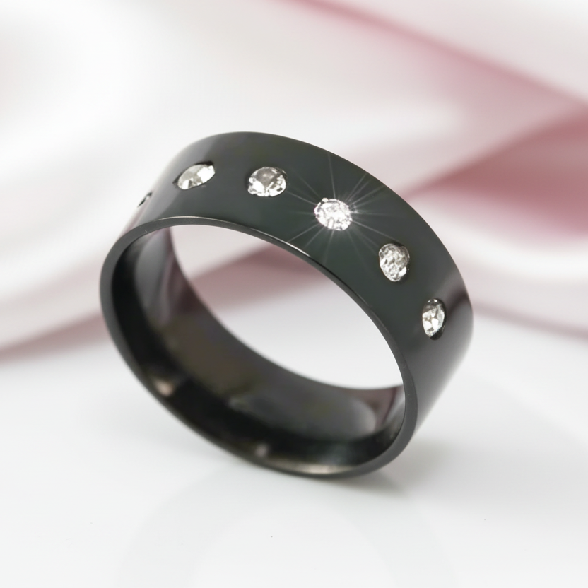 Round Diamond Option Black Men's Wedding Band-Black Diamonds New York