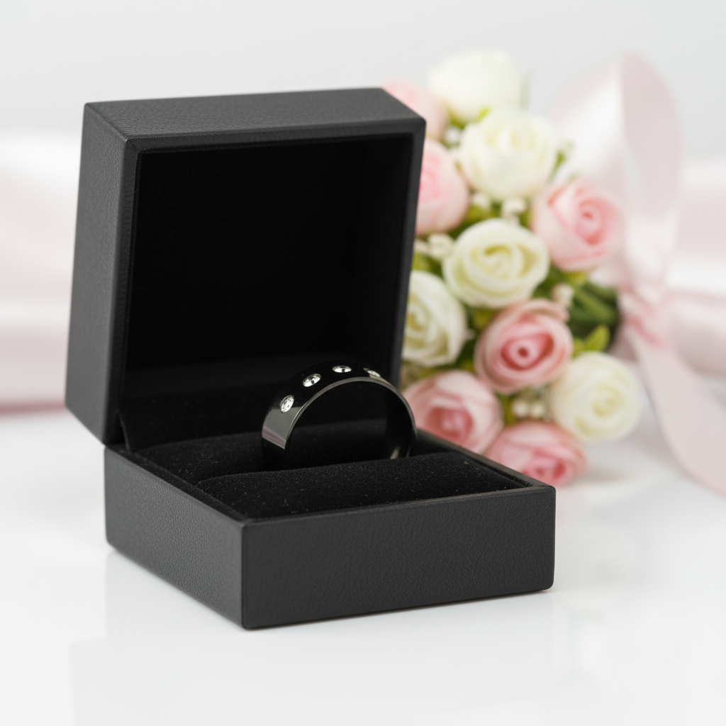 Round Diamond Option Black Men's Wedding Band-Black Diamonds New York