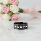 Round Diamond Option Black Men's Wedding Band-Black Diamonds New York