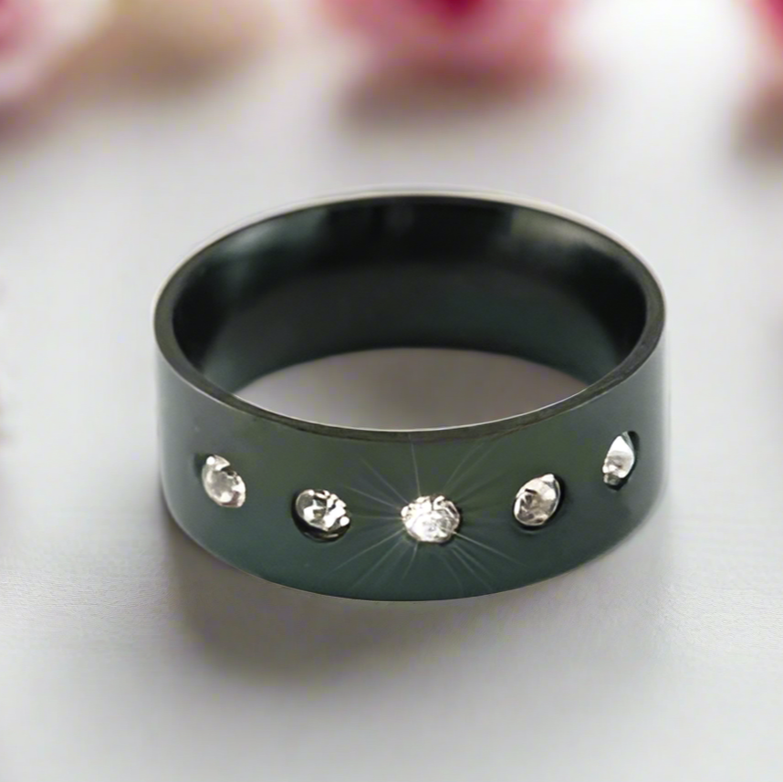 Round Diamond Black Men's Wedding Band-Black Diamonds New York