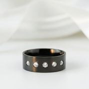 Round Diamond Option Black Men's Wedding Band-Black Diamonds New York