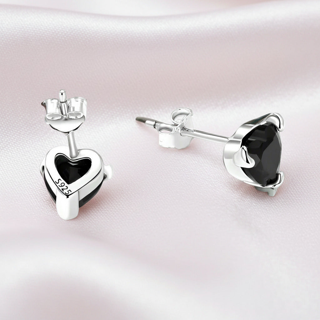 Black Devil Heart Stud Earrings-Black Diamonds New York