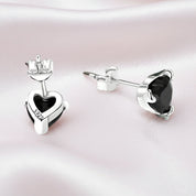 Black Devil Heart Stud Earrings-Black Diamonds New York