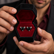 Black Devil Heart Stud Earrings-Black Diamonds New York