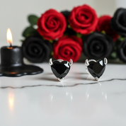 Black Devil Heart Stud Earrings-Black Diamonds New York