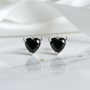 Black Devil Heart Stud Earrings-Black Diamonds New York