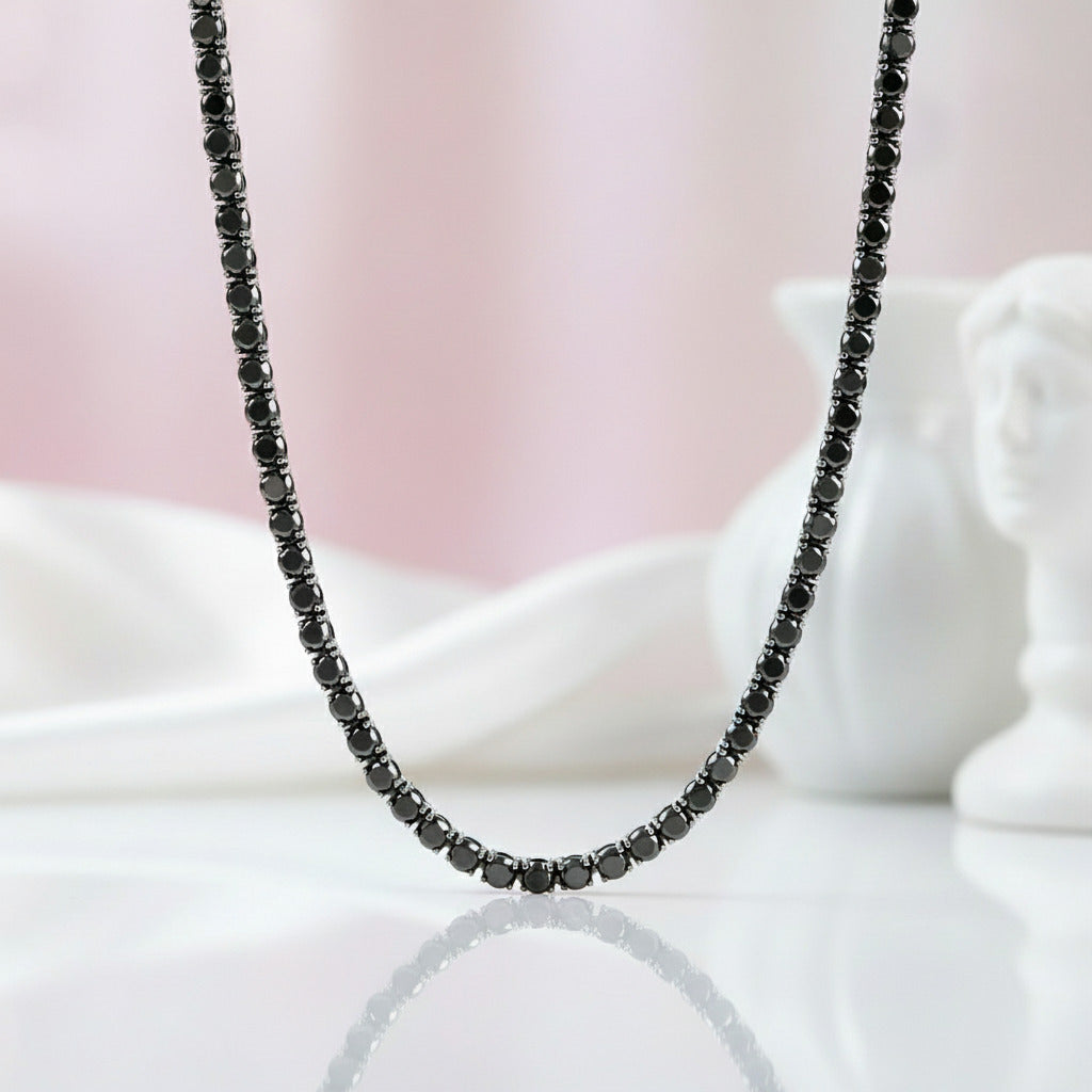 Black Diamond Tennis Necklace-Black Diamonds New York