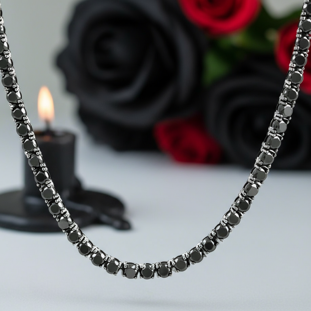 Black Diamond Option Tennis Necklace-Black Diamonds New York