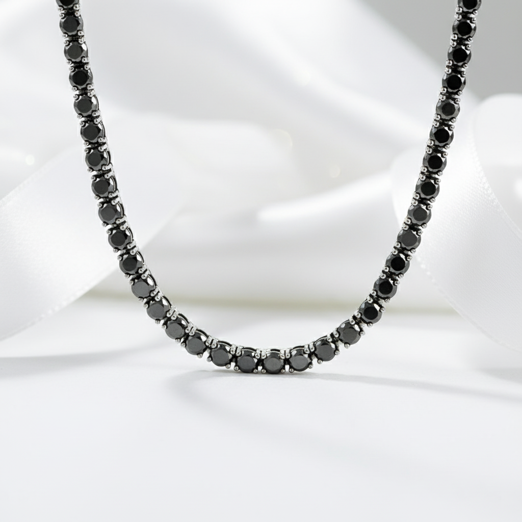 Black Diamond Tennis Necklace-Black Diamonds New York