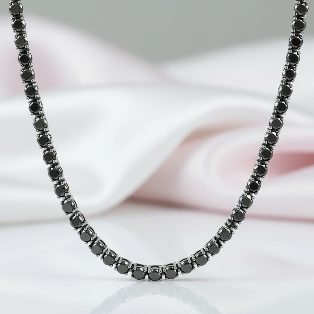 Black Diamond Tennis Necklace-Black Diamonds New York