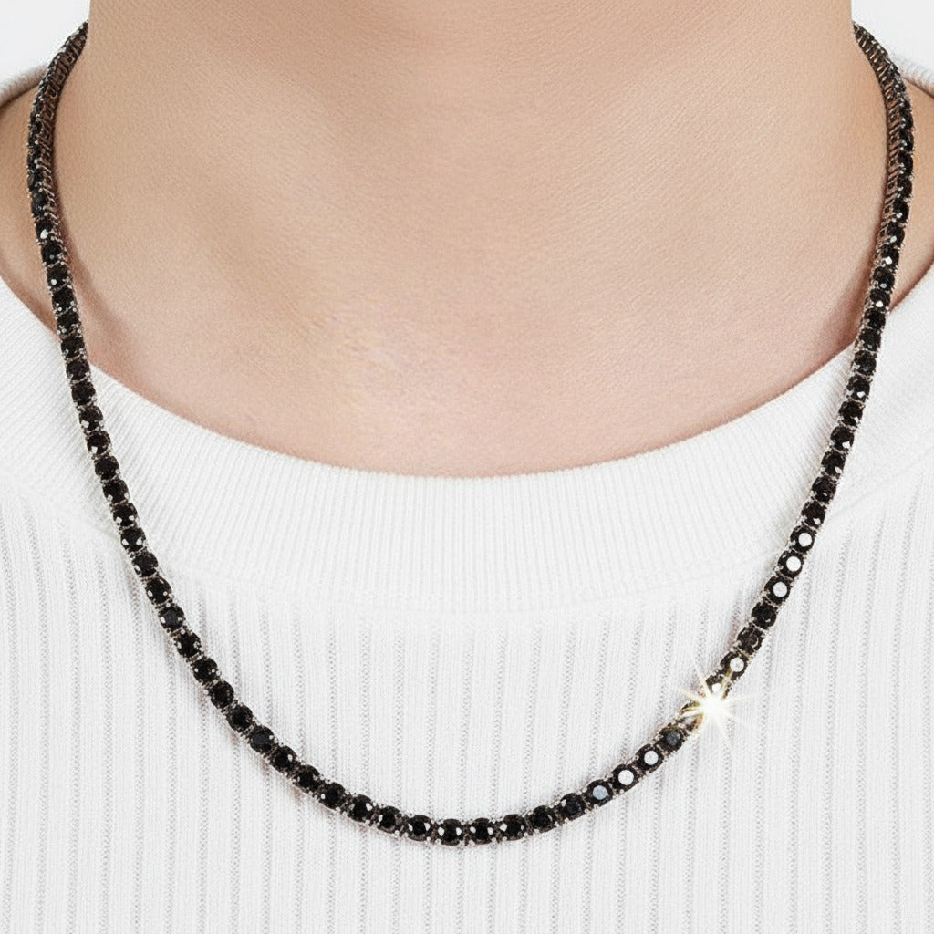 Black Diamond Tennis Necklace-Black Diamonds New York