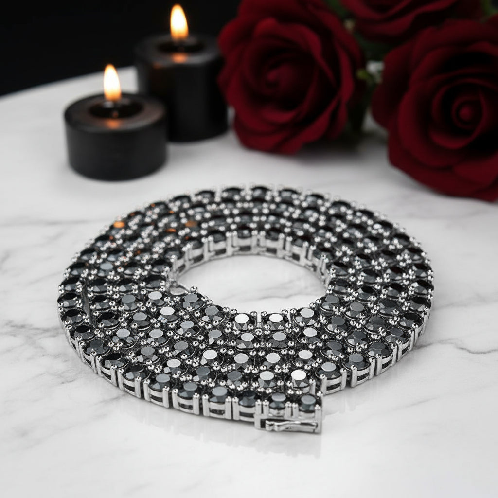 Black Diamond Tennis Necklace-Black Diamonds New York