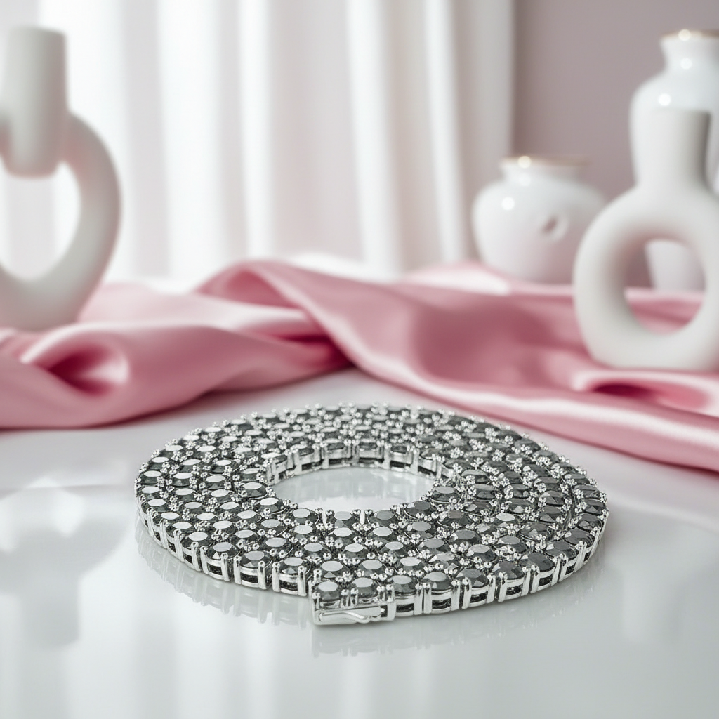 Black Diamond Tennis Necklace-Black Diamonds New York