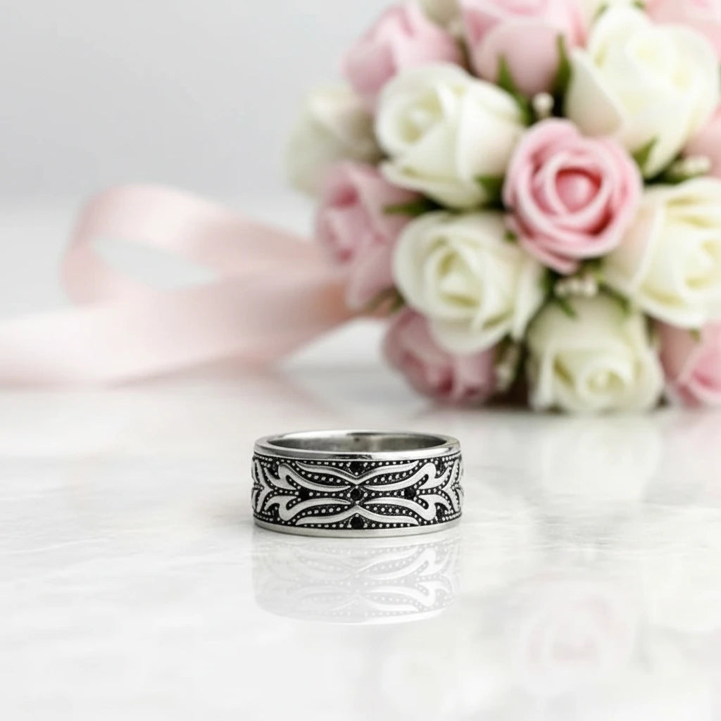 Black Diamond Option Tiger Pattern Ring Band-Black Diamonds New York