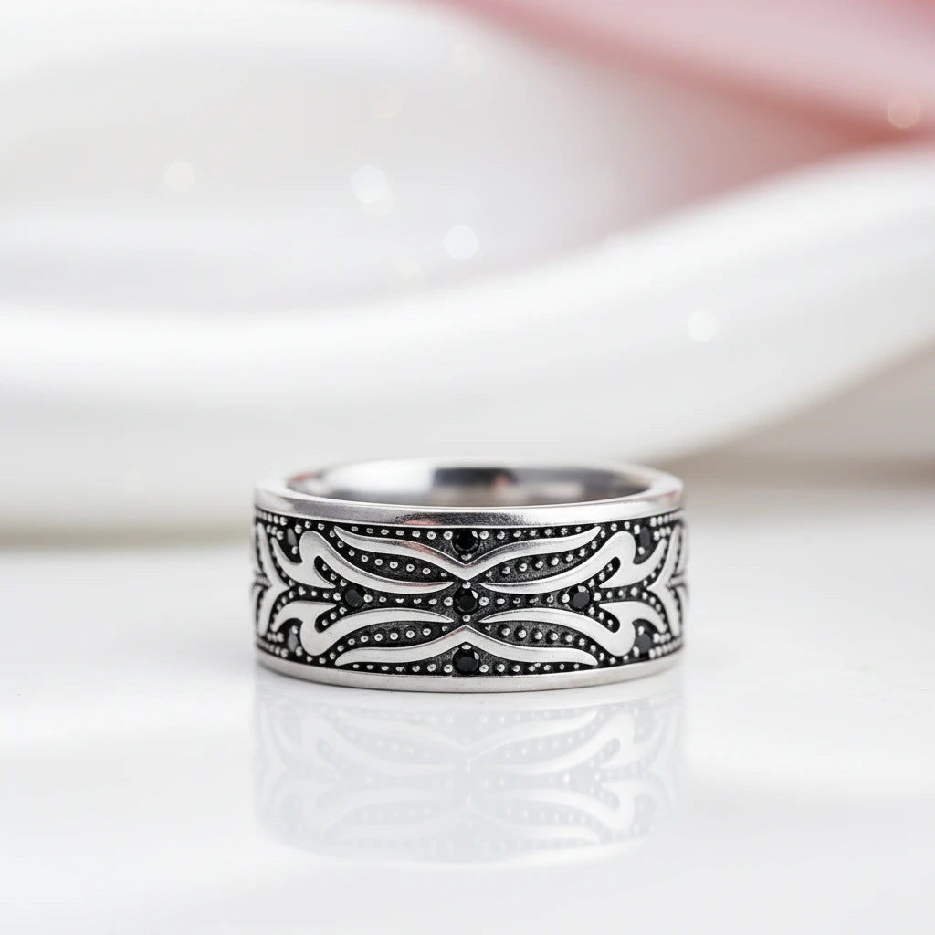 Black Diamond Option Tiger Pattern Ring Band-Black Diamonds New York