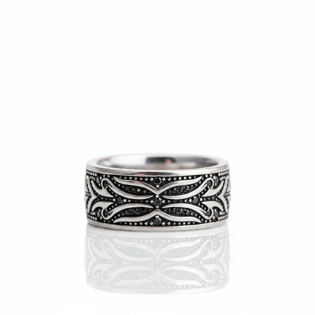 Black Diamond Option Tiger Pattern Ring Band-Black Diamonds New York