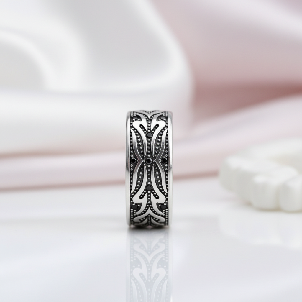 Black Diamond Option Tiger Pattern Ring Band-Black Diamonds New York