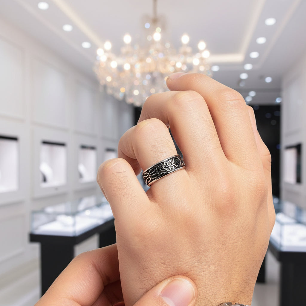 Black Diamond Tiger Pattern Ring Band-Black Diamonds New York