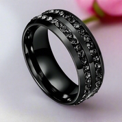 Double Row Diamond Option Black Wedding Band-Black Diamonds New York