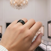 Double Row Diamond Option Black Wedding Band-Black Diamonds New York