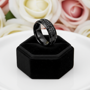 Double Row Diamond Option Black Wedding Band-Black Diamonds New York