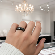 Black Dome Tungsten Carbide Men's Wedding Band-Black Diamonds New York