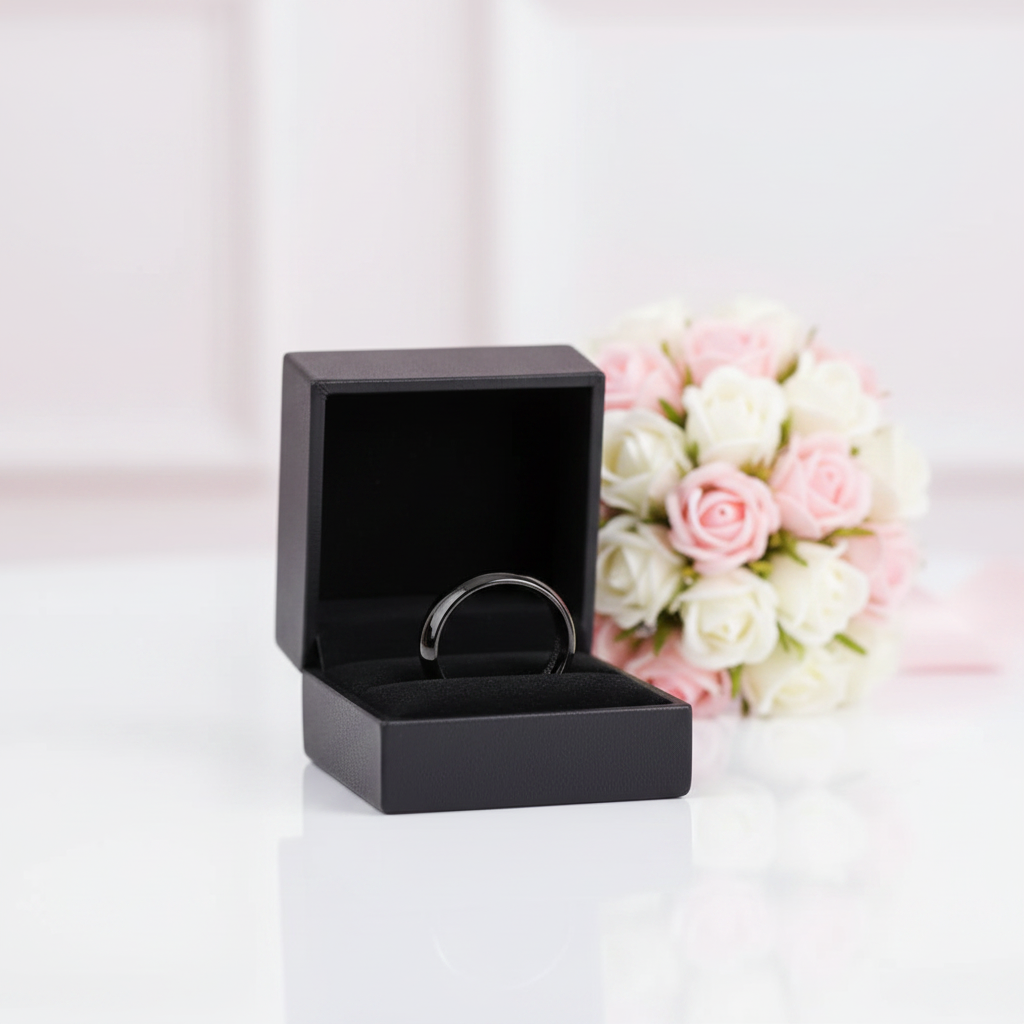 Black Dome Tungsten Carbide Men's Wedding Band-Black Diamonds New York