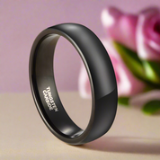 Black Dome Tungsten Carbide Men's Wedding Band-Black Diamonds New York