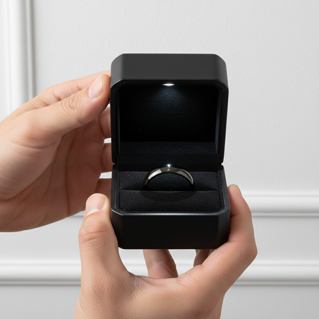 Black Dome Tungsten Carbide Men's Wedding Band-Black Diamonds New York