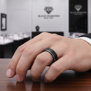 Black Domed Titanium Men's Wedding Band-Black Diamonds New York