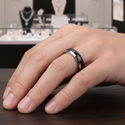 Black Domed Titanium Men's Wedding Band-Black Diamonds New York