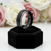 Black Domed Titanium Men's Wedding Band-Black Diamonds New York